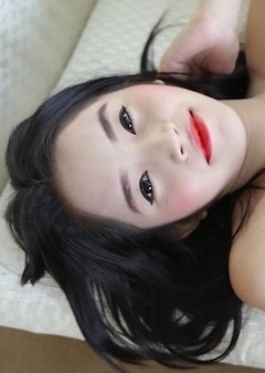 Hot Thai ladyboy Ice gets a face full of cum from big white cock