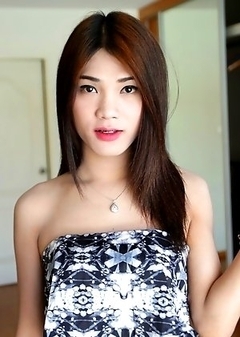 20yo Thai ladyboy Spor gets naked and gets her tight ass fucked by white cock