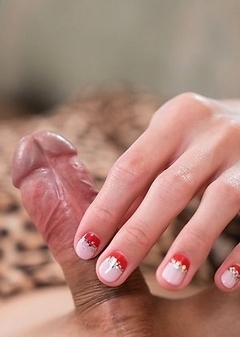 Chulin Nakazawa is showing and playing with her smooth cock