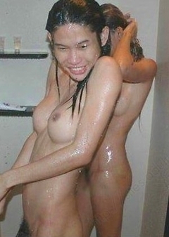 Two ladyboys take shower