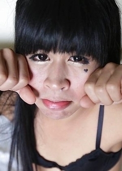 Wild Thai Ladyboy with hard penis loves white cock