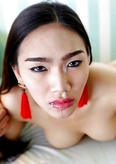 Lovely big-dicked Thai Ladyboy Ivy opens ass for tourist after date