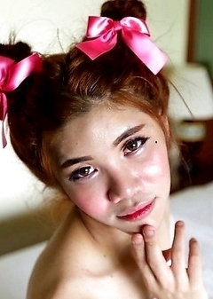 Petite and very feminine Ladyboy Ami lavishes in the luxury of white travelers cock